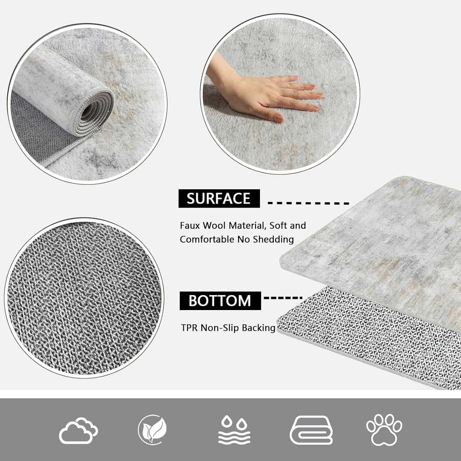 Round Cartoon Forest Animal Rug – Cute Bunny and Woodland Friends Design, Cozy Carpet for Living Room & Bedroom